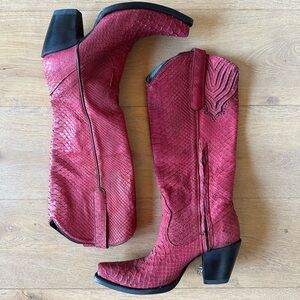 CORRAL Red Python Tall Western Boots size 9 leather cowgirl dress boots